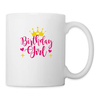 Fille d’anniversaire avec couronne et cœur Joyeux anniversaire - Mug blanc - blanc - Droite
