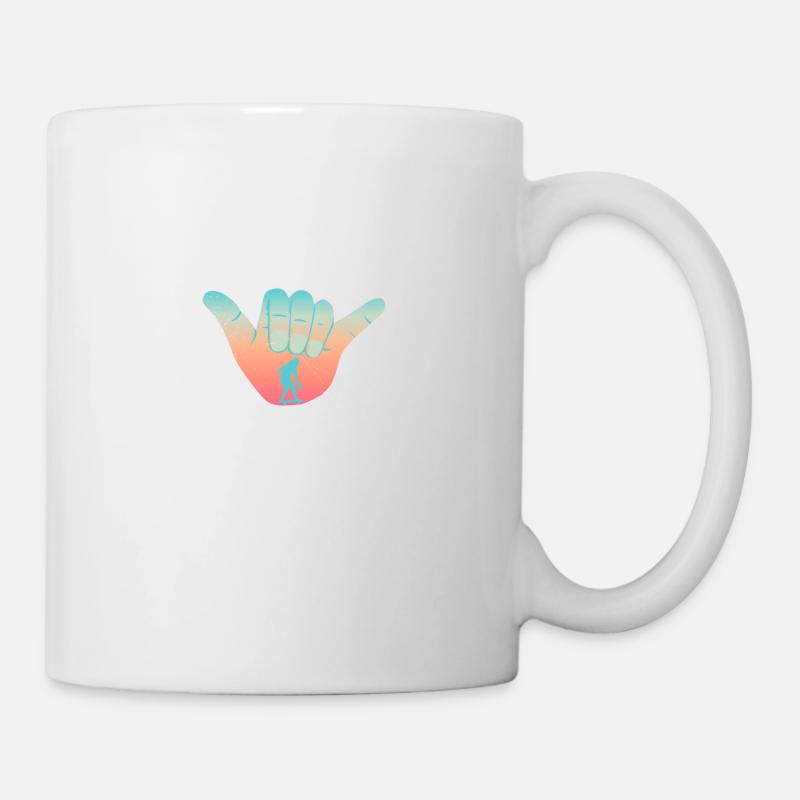 Surfskate Shaka Zeichen Surfskating Surfboard Gift - Tasse - Weiß
