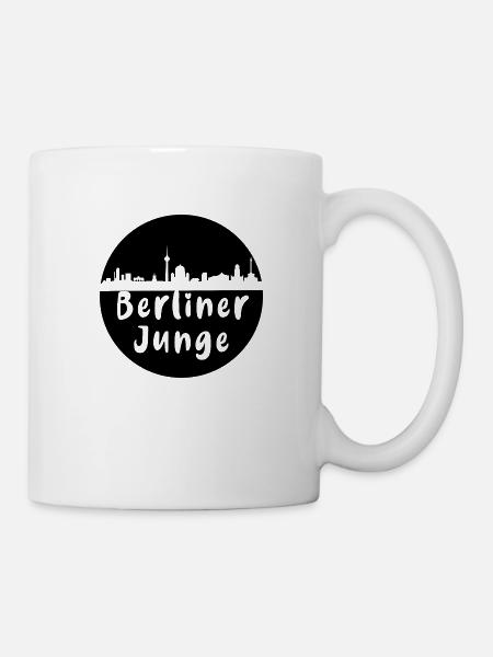 berlin, skyline, kreis, scherenschnitt,berliner - Tasse - Weiß