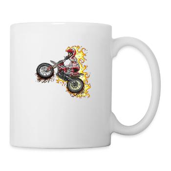 Motocross Feuer / Dirt Jumper Flammen - Tasse - Weiß - Rechts
