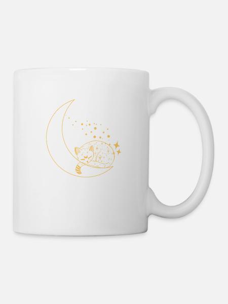 chat dans la lune brillé - Mug blanc - blanc