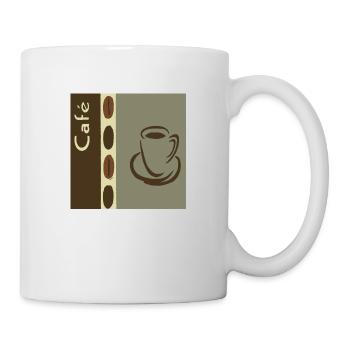 Kaffeebohnen Muster / Kaffee-Collage als Wanddeko - Tasse - Weiß - Rechts