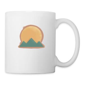 Sonne Berg Minimalistisch Landschaft Natur - Tasse - Weiß - Rechts