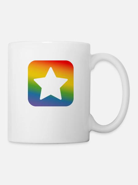 LGBT lgbtqi queer Regenbogen Stern button - Tasse - Weiß