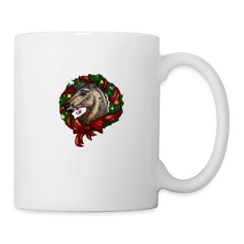 Weihnachtliches Motiv "Feivel im Weihnachtskranz" - Tasse - Weiß - Rechts