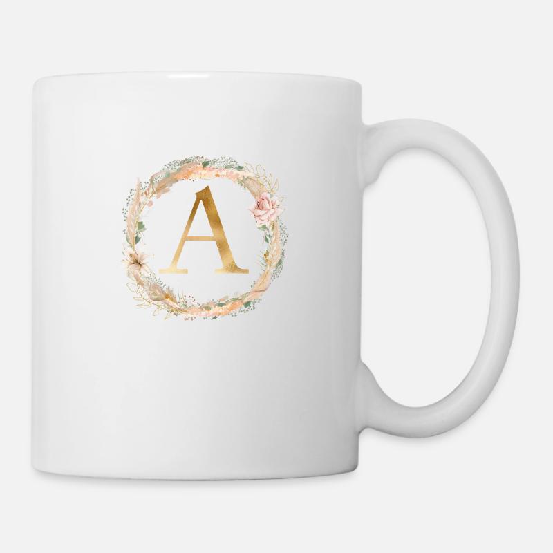 Personalisierbar Monogramm Watercolour Floral A - Tasse - Weiß