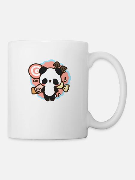 kawaii panda - lots of candy & sweets - Tasse - Weiß