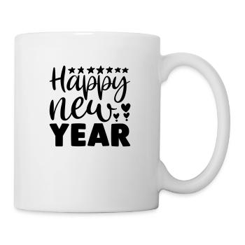 Frohes Neues Jahr, BESTE WÜNSCHE, Frohes Neues Jahr - Tasse - Weiß - Rechts