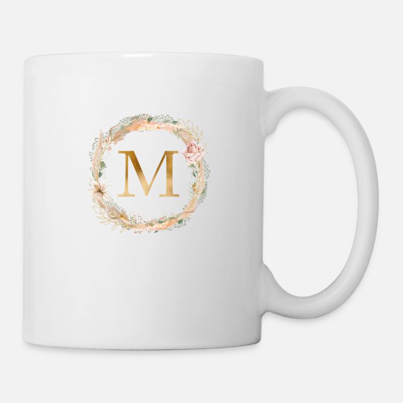 Personalisierbar Monogramm Watercolour Floral M - Tasse - Weiß