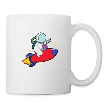 Astronaute à bord d’une fusée - Mug blanc - blanc - Droite