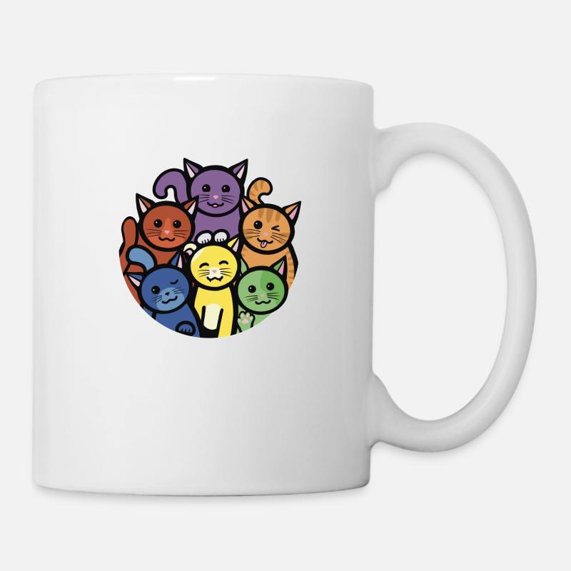 Rainbow Cats Round - Mug - white