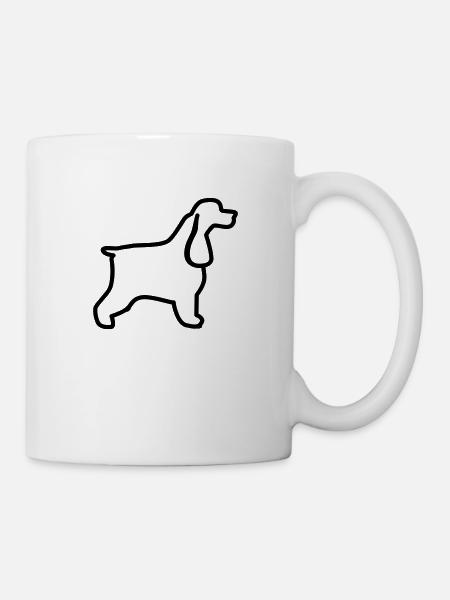 English Cocker Spaniel Outline - Mug - white