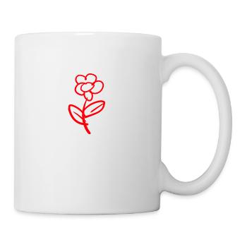 blume rot - Tasse - Weiß - Rechts