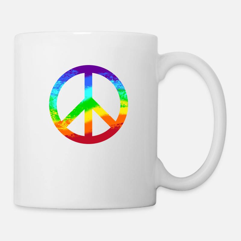 Peace-Zeichen Regenbogen Frieden Pazifist Reggae - Tasse - Weiß