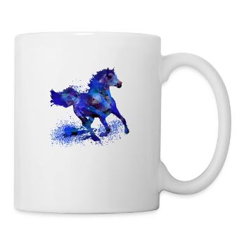 cheval, bleu, graffiti, peinture, étalon - Mug blanc - blanc - Droite