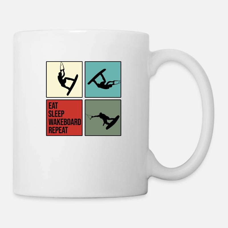 wakeboard wakeboarder cable wasserratte eat repeat - Tasse - Weiß