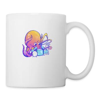 Octopus plays drums - Mug - white - Right