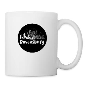 ravensburg,skyline, kreis, scherenschnitt,schwarz - Tasse - Weiß - Rechts