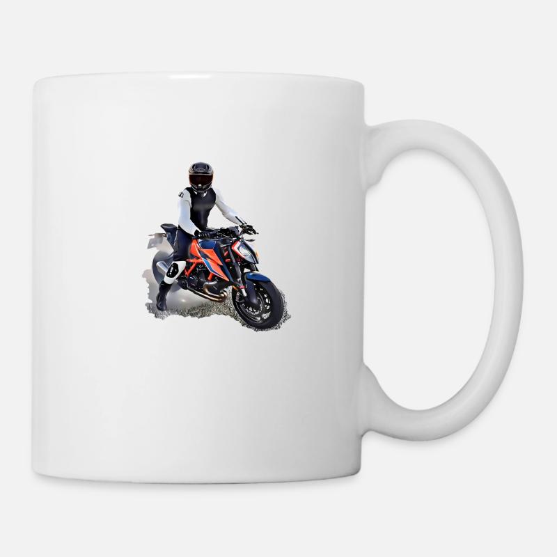 Poster Motorradfahrer - Tasse - Weiß