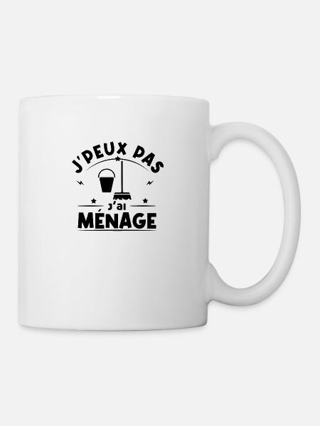 je peux pas j'ai ménage - Mug blanc - blanc
