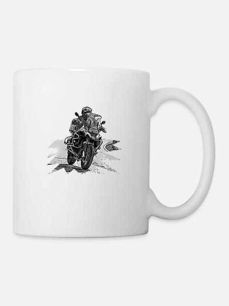 Adventure Bike Kurve schwarz - Tasse - Weiß