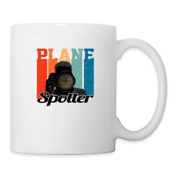 Plane Spotter Camera - Vintage Geschenk Flugzeug - Tasse - Weiß - Rechts