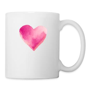 Pink Heart Watercolor Gift Idea - Mug - white - Right