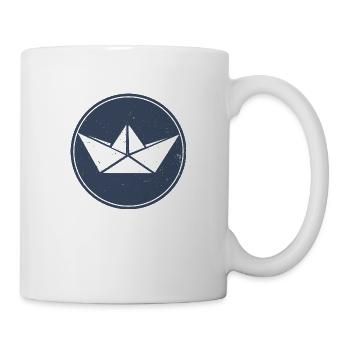 Papierboot auf blauem Kreis - Tasse - Weiß - Rechts