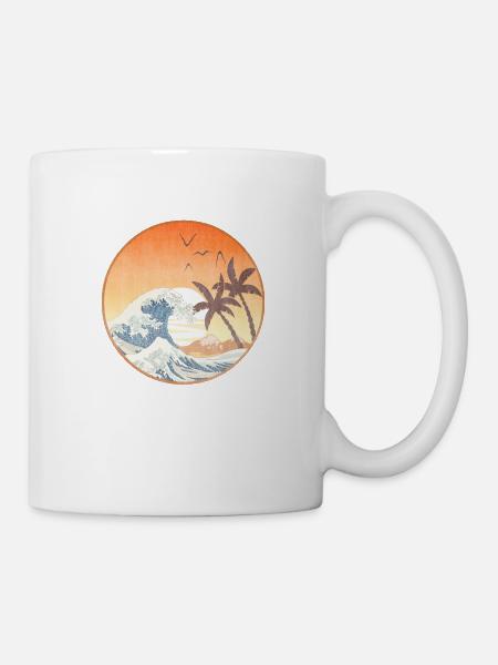 Die Große Welle vor Kanagawa - Tasse - Weiß