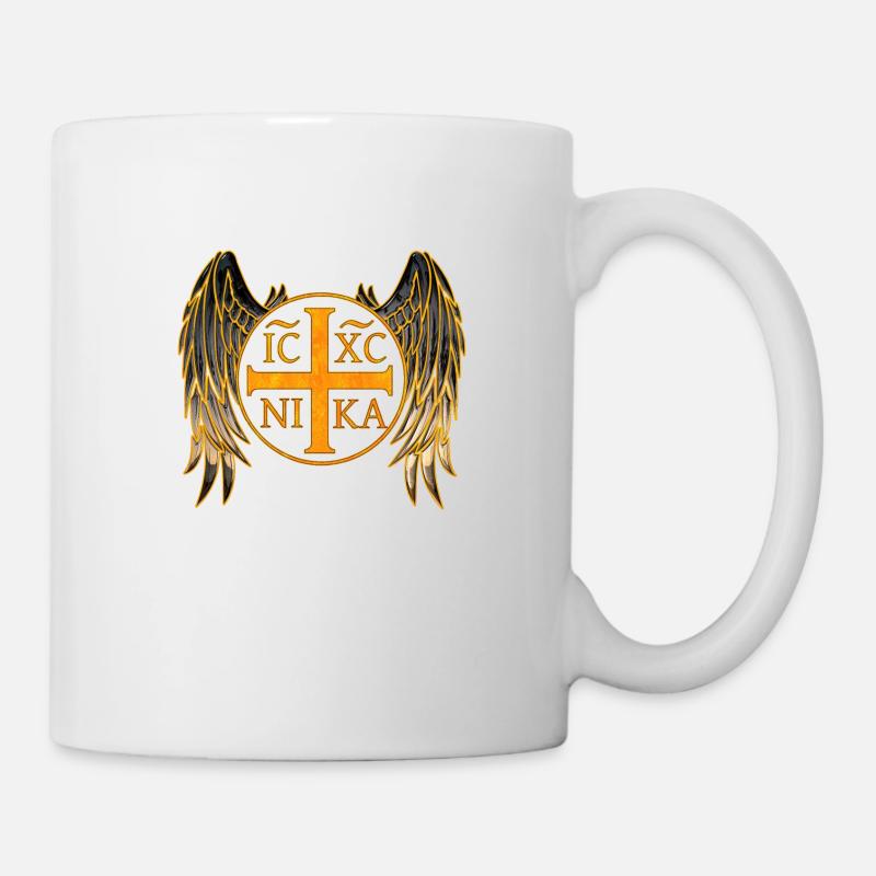 IC XC NIKA avec croix et ailes - Mug blanc - blanc