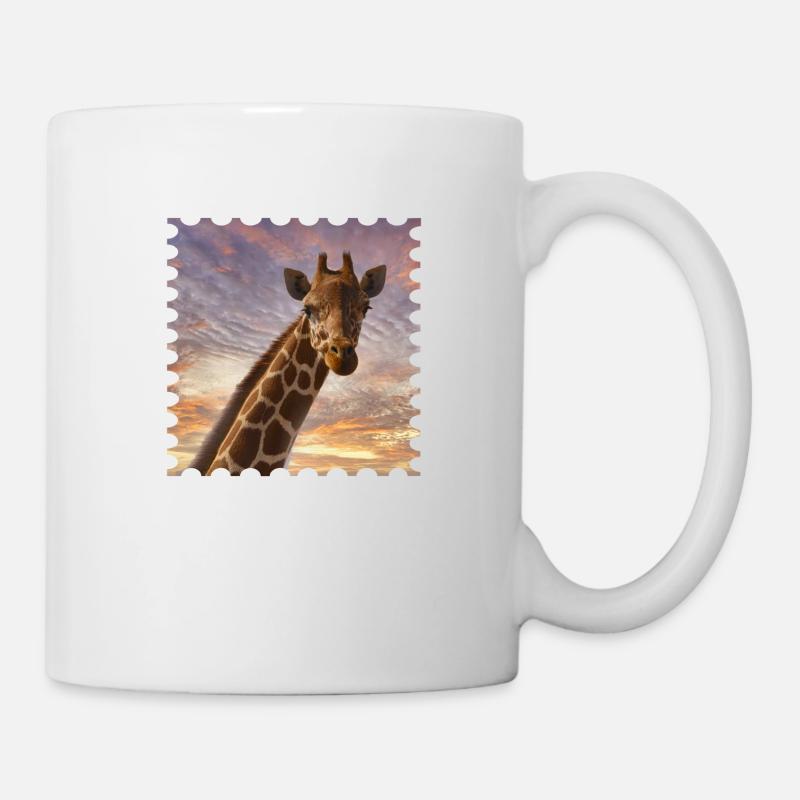 Giraffe at sunset - Mug - white