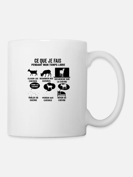 chèvres mon temps libre Humour fermier - Mug blanc - blanc