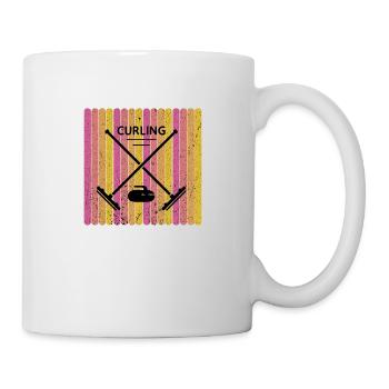 Retro Curling Vintage Curling Geschenk zum Curling - Tasse - Weiß - Rechts