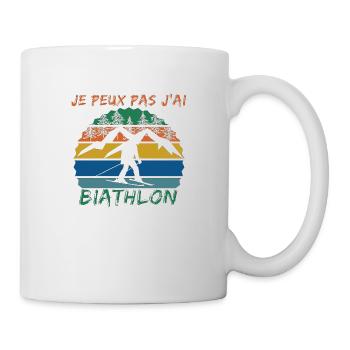 Je peux pas j'ai Biathlon - Mug blanc - blanc - Droite