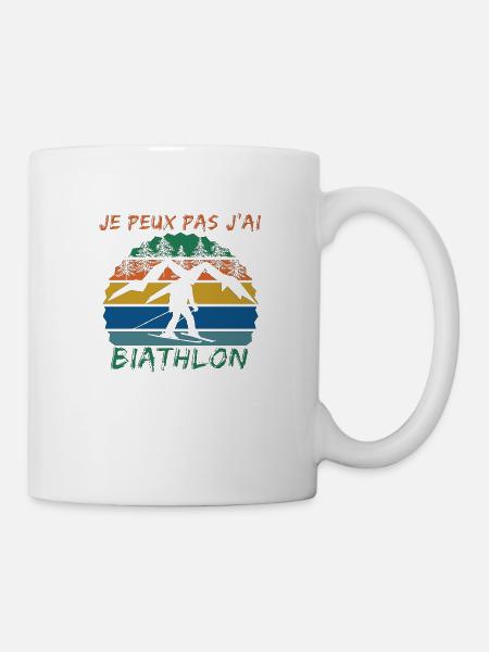 Je peux pas j'ai Biathlon - Mug blanc - blanc