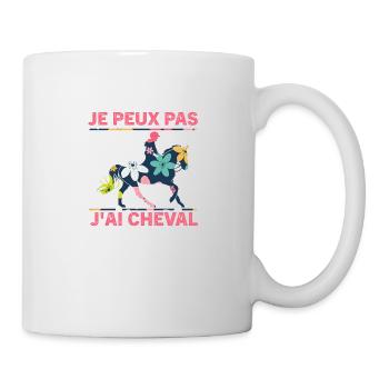 Je peux pas j'ai Cheval, Cheval cadeau femme - Mug blanc - blanc - Droite