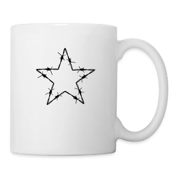 Stacheldraht 5 Eck Stern - Geschenkidee Tattoo - Tasse - Weiß - Rechts