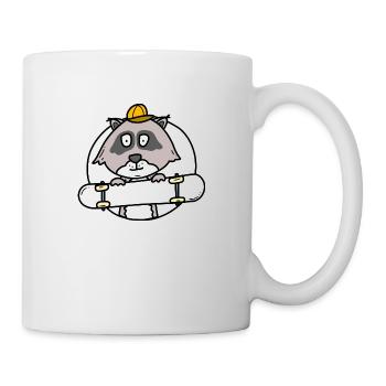 Raccoon with skateboard - Mug - white - Right