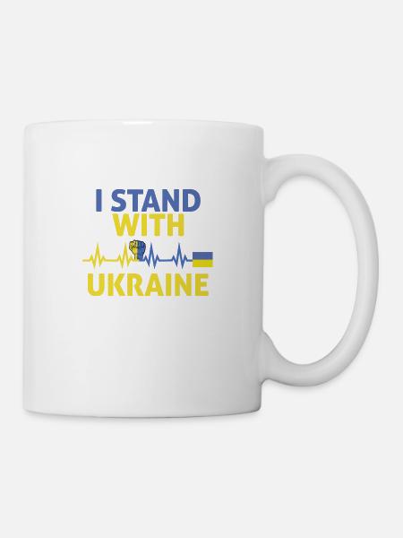 je soutiens l'ukraine battement de cœur ukraine - Mug blanc - blanc