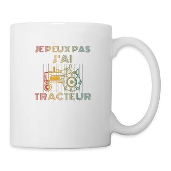 je peux pas j ai tracteur vintage - Mug blanc - blanc - Droite