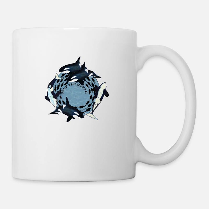 Save the Ocean - Orcas farbig - Tasse - Weiß