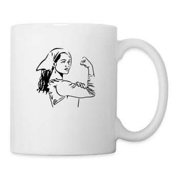 Frau die ihre Muskel Flext (DDP, Starke Frauen) - Tasse - Weiß - Rechts