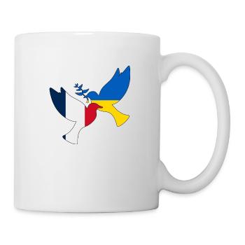 Ukraine France Dove of Peace Support - Mug - white - Right