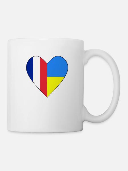 France Ukraine Heart - Mug - white