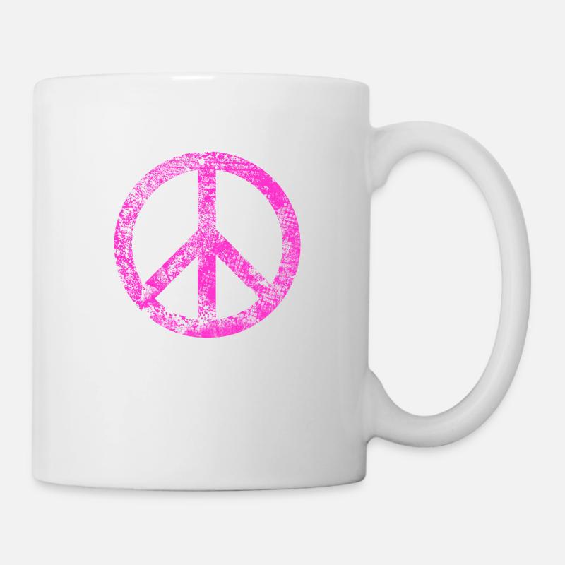 Fredsskylt Pacifist Peace Harmony Grunge Används - Mugg - vit