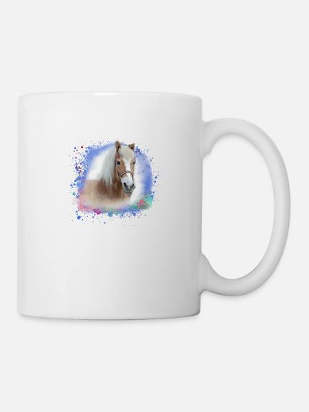 haflinger,pferd,graffiti, malerei, pferdekopf,bunt - Tasse - Weiß