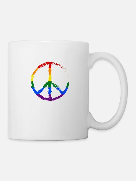 Drapeau arc-en-ciel LGBT - Mug blanc - blanc