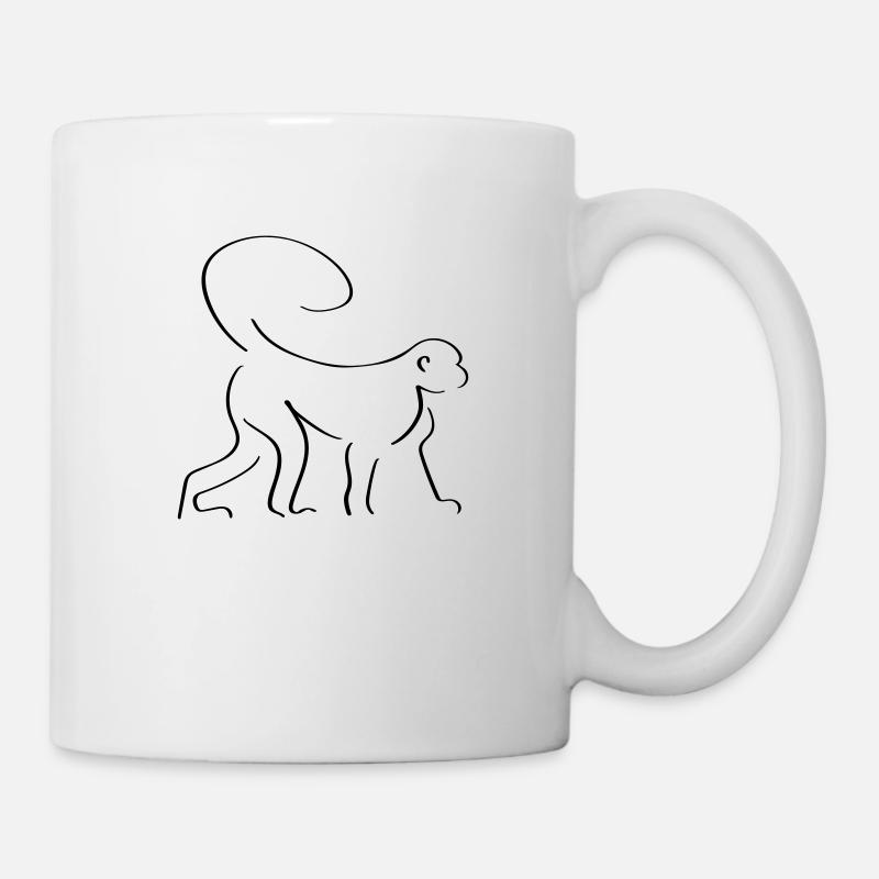 Monkey Line Art - Minimaliste - Mug blanc - blanc