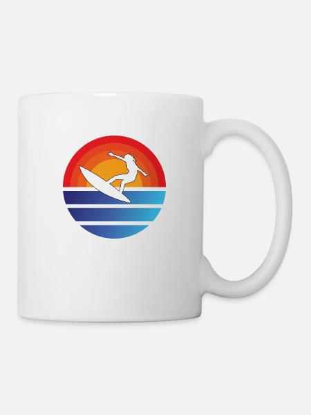 surf surf surfer cadeau planche de surf - Mug blanc - blanc