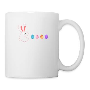 Frohe Ostern Kaninchen Gamer isst Ostereier - Tasse - Weiß - Rechts